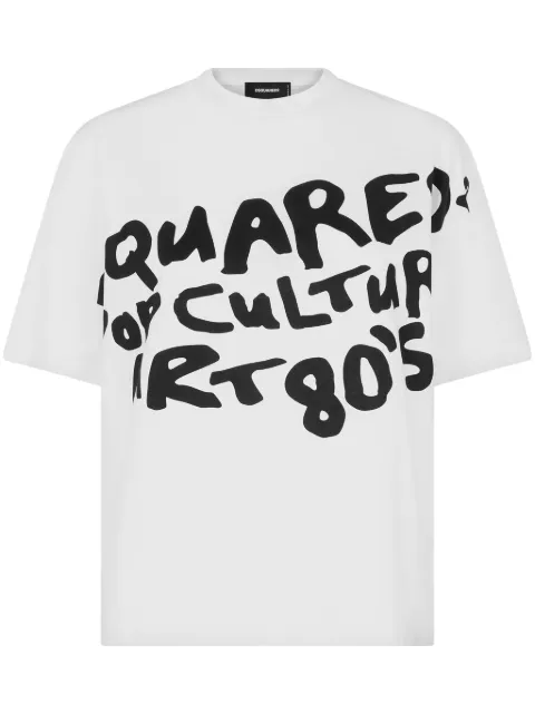 DSQUARED2 logo-print stretch-cotton T-shirt White S75GD0389S24668