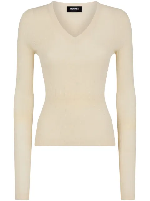DSQUARED2 slim-cut ribbed-knit jumper Neutrals S75HA1254S18468