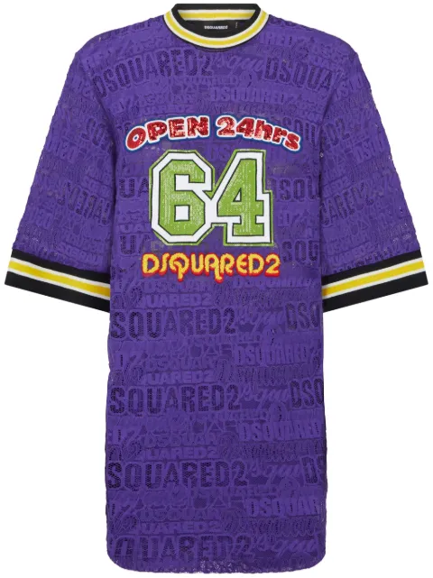 DSQUARED2 logo-embellished T-shirt dress Purple S75CV0734S78226
