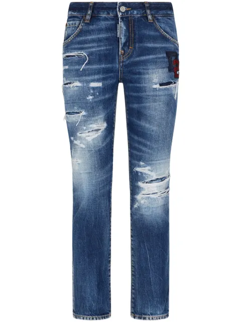 DSQUARED2 Boston logo-patch cropped jeans Blue S75LB0868S30309