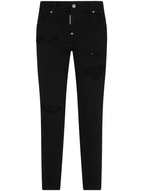 DSQUARED2 Black Bull slim-cut distressed jeans Black S72LB0702STN833