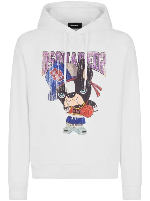 DSQUARED2 graphic-print cotton hoodie White S74GU0756S25551