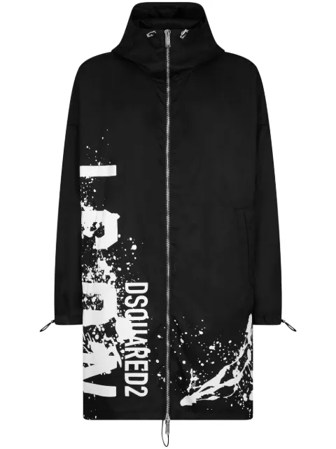 DSQUARED2 logo-print hooded coat Black S79AM0061S49576