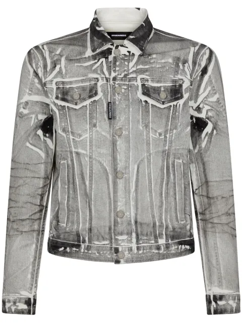 DSQUARED2 cracked-effect denim jacket Grey S79AM0057S30733