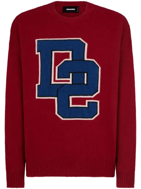 DSQUARED2 logo-intarsia wool-blend jumper Red S74HA1417S18471
