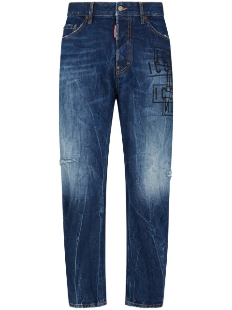 DSQUARED2 Icon-print straight-leg jeans Blue S79LA0072S30309