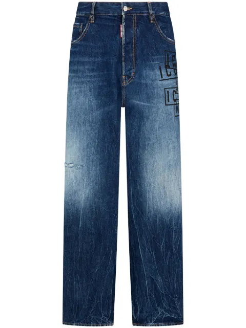 DSQUARED2 Icon-print high-rise straight-leg jeans Blue S79LA0069S30309