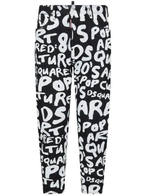 DSQUARED2 logo-print slim-leg jeans Black S74LB1483S30503