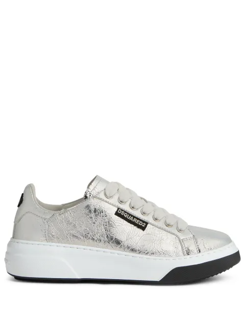 DSQUARED2 metallic-finish lace-up sneakers Silver SNW026514007340