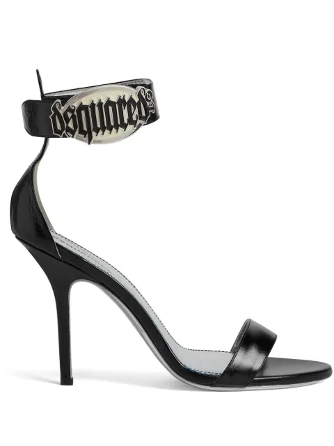 DSQUARED2 logo-plaque leather sandals Black HSW022801500001