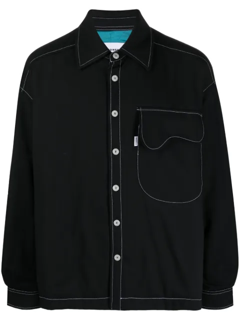 Bonsai logo-patch contrast-stitching shirt Black SH003002
