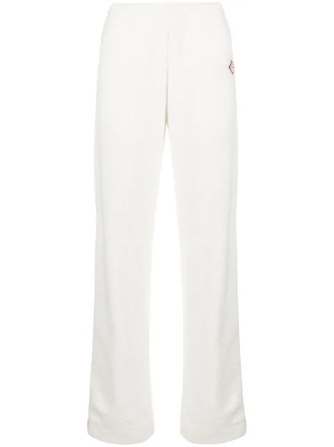 Casablanca logo-patch side-stripe fleece track pants Neutrals WF23JTR128