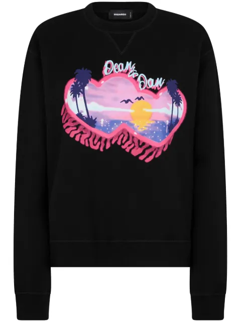 DSQUARED2 graphic-print cotton sweatshirt Black S72GU0449S25551
