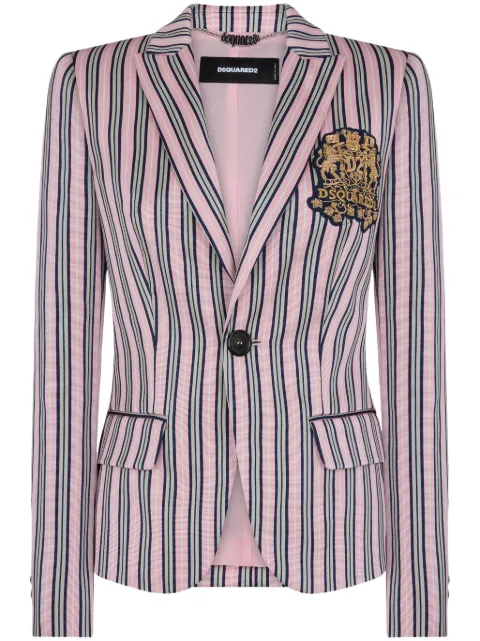 DSQUARED2 logo-patch striped blazer Pink S72BN0678D35019