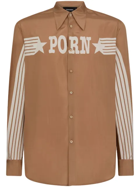 DSQUARED2 graphic-print silk shirt Brown S71DM0698S47223