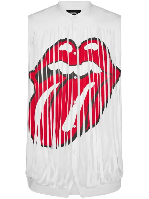 DSQUARED2 graphic-print distressed cotton shirt White S71DM0696S36275