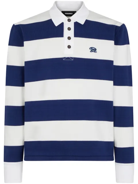 DSQUARED2 logo-embroidered striped polo shirt Blue S71HA1254D13011