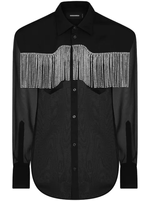 DSQUARED2 fringed panelled shirt Black S75DL0877S78533