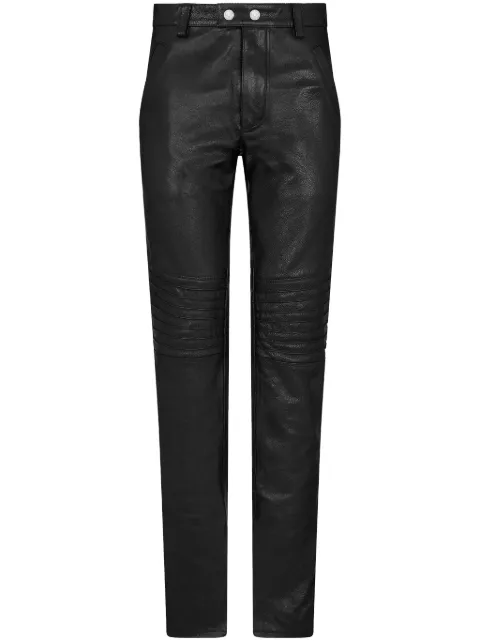 DSQUARED2 press-stud fastening leather tapered trousers Black S74KB0890SX7818