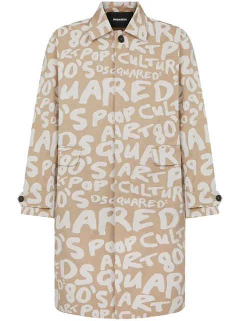 DSQUARED2 logo-print trench coat Neutrals S74AH0110S78579