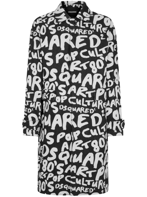 DSQUARED2 logo-print single-breasted coat Black S74AH0110S30889