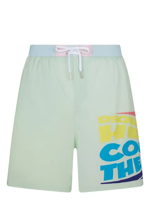 DSQUARED2 slogan-print swim shorts Green D7BMA5650ISA01