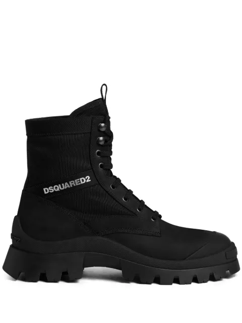 DSQUARED2 logo-print lace up boots Black ABM013616802049