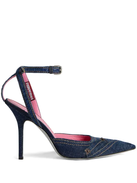 DSQUARED2 100mm pointed-toe denim pumps Blue PPW011310102325