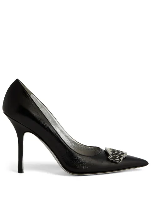 DSQUARED2 100mm logo-plaque leather pumps Black PPW011001500001