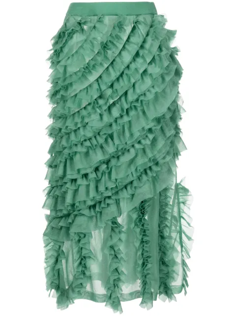 Ulla Johnson Sarafina ruffled midi skirt Green FA230722