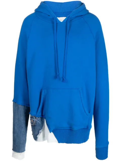 Greg Lauren Fragment panelled hoodie Blue GM307