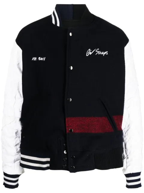 Greg Lauren slogan-embroidered bomber jacket Blue GM043