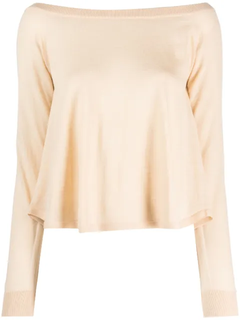Semicouture Bardot-neckline virgin wool jumper Neutrals Y3WA52