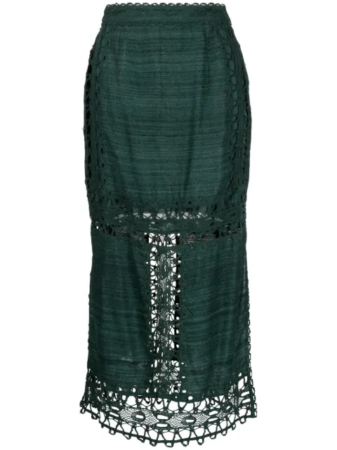 Ulla Johnson high-waisted lace skirt Green FA230305