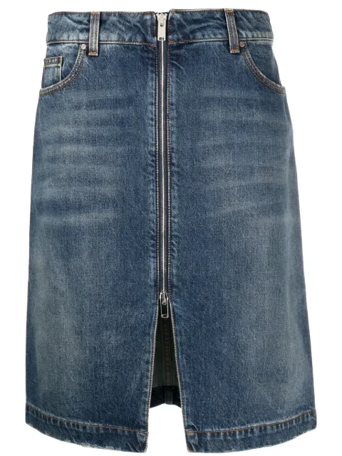 Stella McCartney whiskering-effect denim midi skirt Blue 6D02143SPH46