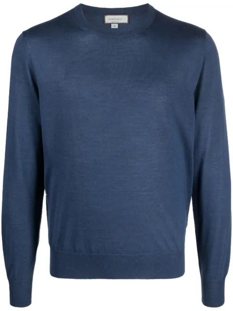 Canali fine-knit crew-neck jumper Blue C0012MX01046