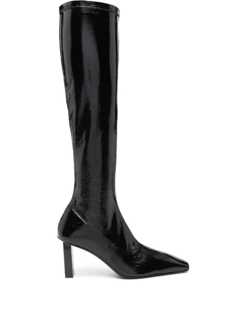 Courrèges 80mm knee-high leather boots Black 423SBT020VY0015