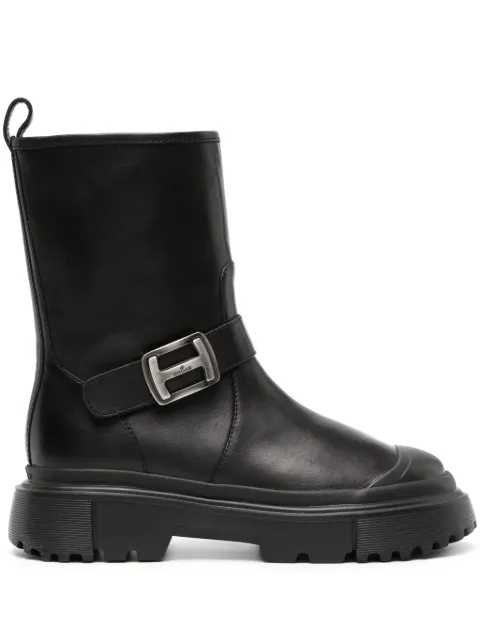 Hogan logo-buckle 40mm ankle boots Black HXW6190FC40KXT