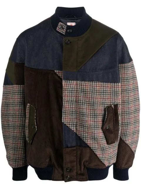 Baracuta patchwork-design bomber jacket Green 232MBRCPS0986UT2719