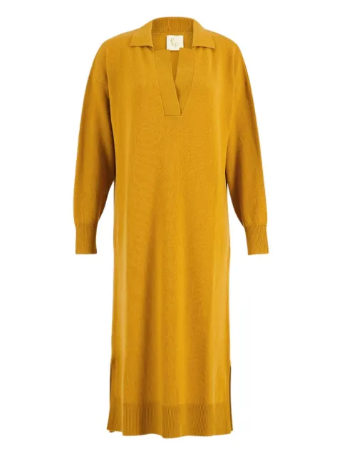 PAULA V-neck long-sleeve midi dress Yellow MAYA