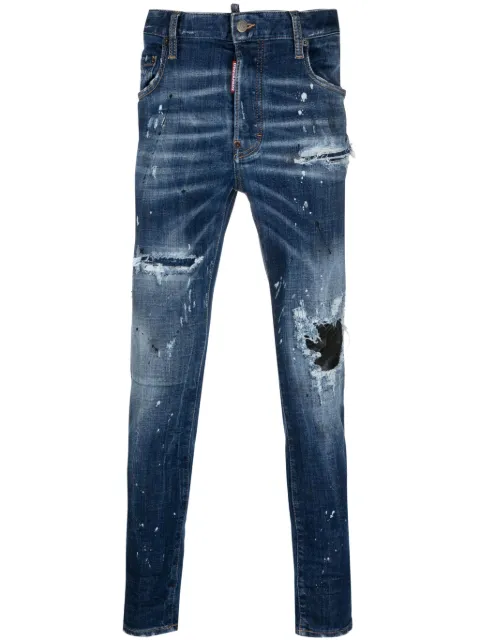 DSQUARED2 distressed low-rise skinny jeans Blue S71LB1276S30872