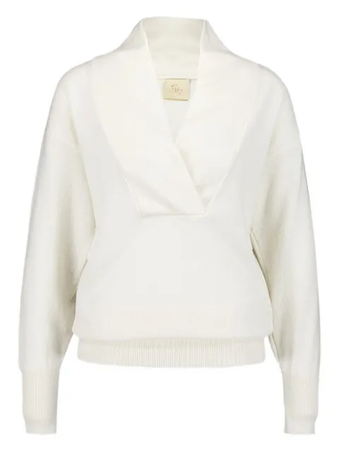 PAULA Talassa crossed V-neck knitted sweater White TALASSA