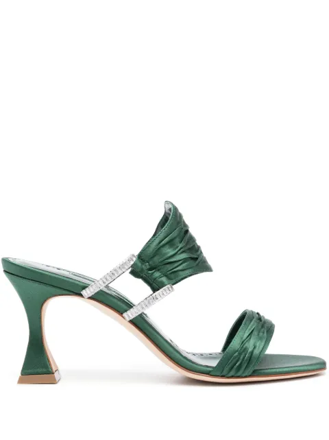 Manolo Blahnik 70mm Chinap crystal-buckled sandals Green CHINAP32325060001