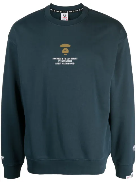 AAPE BY *A BATHING APE® slogan-print cotton-blend sweatshirt Blue AAPSWMA323XXL
