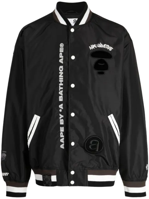 AAPE BY *A BATHING APE® logo-appliqué two-tone bomber jacket Black AAPLJM7615XXL