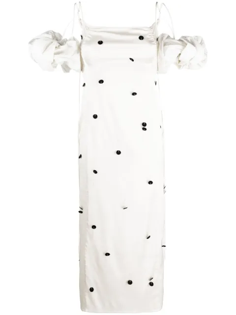 Jacquemus Chouchou polka-dot midi dress Neutrals 233DR07410001EF