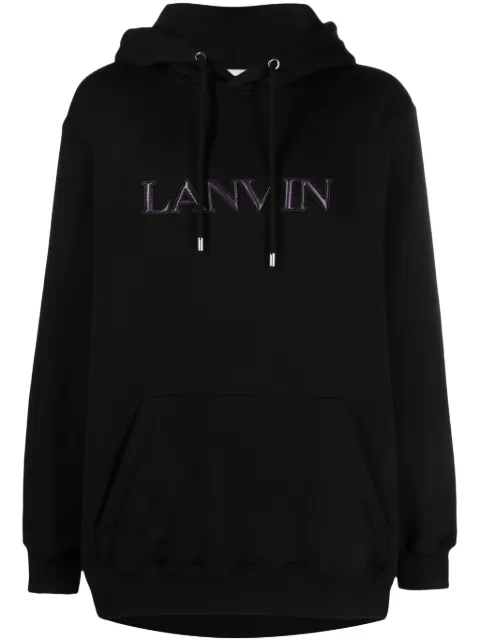 Lanvin logo-appliqué cotton hoodie Black RMHO0009J233H23