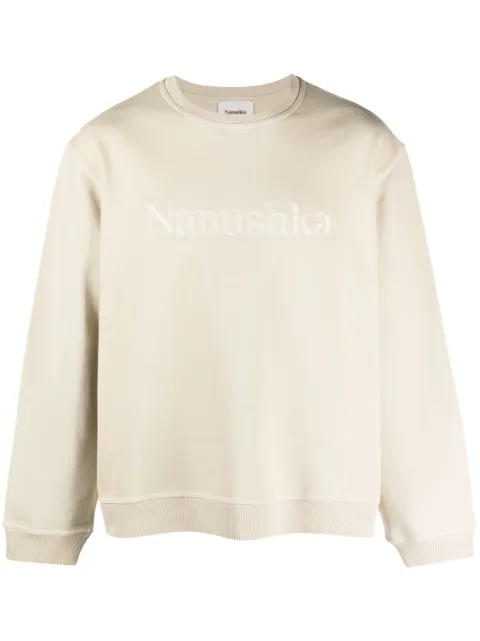 Nanushka logo-embroidered cotton sweatshirt Neutrals NU23PFSW00773
