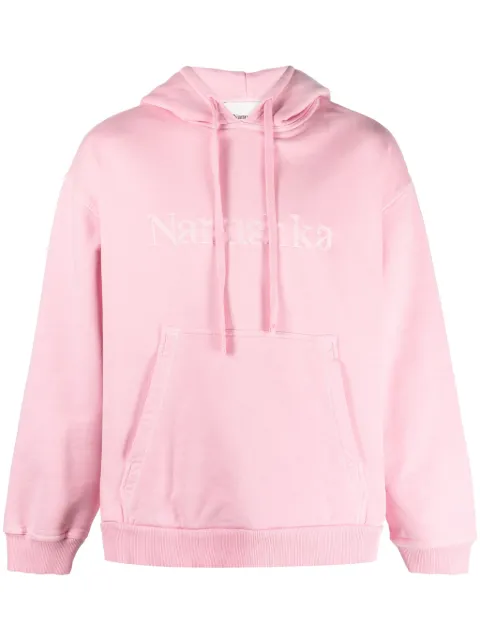 Nanushka logo-embroidered cotton hoodie Pink NU23PFSW00632
