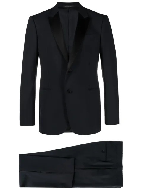 Emporio Armani satin-trim single-breasted suit Blue 01VMOP01506